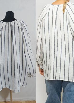 Льняная блуза с обьемными рукавами m&s collection5 фото