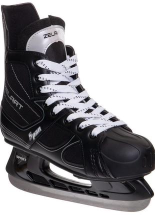 Ковзани хокейні zelart z-0887 розмір 39 (24,5 см) чорний-білий...3 фото