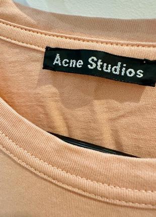 Оригінальна футболка дорогого бренду acne studios nash face t-shirt pale pink 25e173 paw175 фото