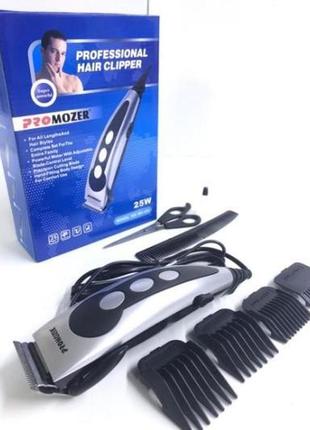 Машинка для стриження волосся з насадками promozer mz-3252 фото