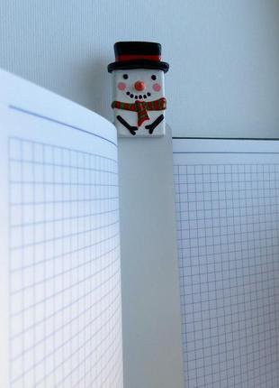 Закладка для книги снеговик .snowman bookmark. christmas bookmark. happy snowman. kids bookmark3 фото