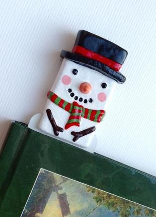 Закладка для книги снеговик .snowman bookmark. christmas bookmark. happy snowman. kids bookmark4 фото