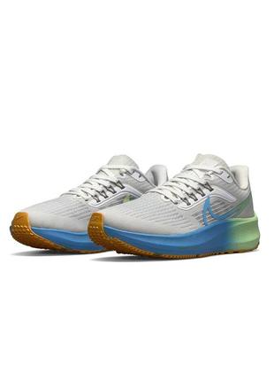 Женские кроссовки nike air zoom light gray blue green7 фото