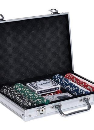 Набір для покера у валізі: картки, 200 фішок, кубики, покерний
