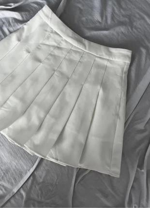 Белая теннисная юбка мини плиссе2 фото