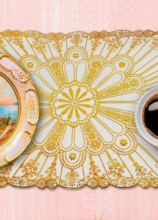 Овальная салфетка с золотым декором 83х40 см2 фото