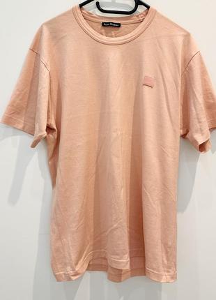 Оригинальная футболка дорогого брендаacne studios nash face t-shirt pale pink 25e173 paw175 фото