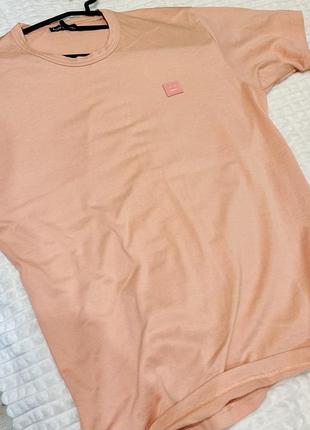 Оригинальная футболка дорогого брендаacne studios nash face t-shirt pale pink 25e173 paw179 фото