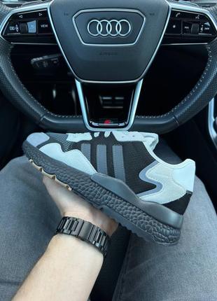 Мужские кроссовки adidas nite jogger black gray1 фото