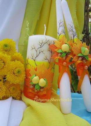 Весільний набір "золота осінь" у жовтих, помаранчевих і коричневих кольорах.2 фото