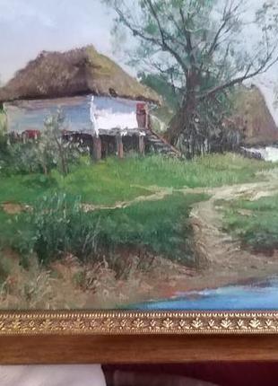 Картина авторская работа, масло живописи, "весна на украинском" (украинское село), 2003 год1 фото