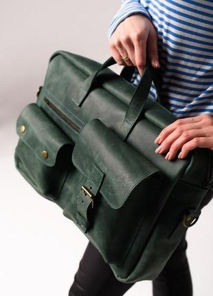 Чоловіча шкіряна сумка для ноутбука і документів. стильний портфель з натуральної шкіри.8 фото