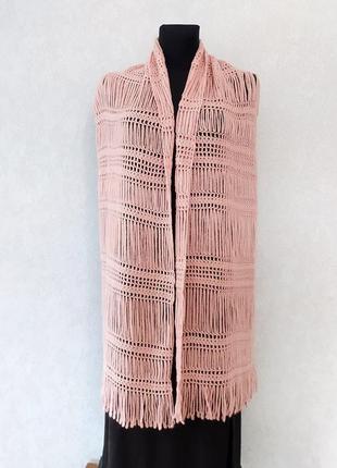 Женский ажурный розовый шарф. длинный шарф. рожевий шарф. подарок день рожден5 фото