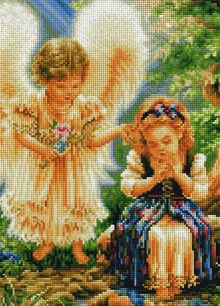 Алмазна мозаїка на підрамнику з дерев'яною основою "ангелятко"...