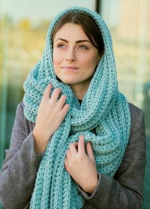 Довгий в'язаний шарф. теплий жіночий шарф з торочками. ручна робота. подарунок3 фото
