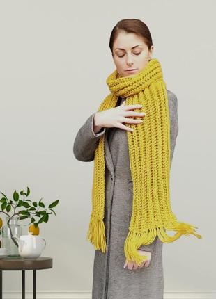 Довгий в'язаний шарф. теплий жіночий шарф. чоловічий шарф. ручна робота. подарунок.3 фото
