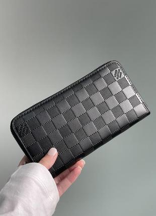 Гаманець louis vuitton zippy wallet damier black embossed leather