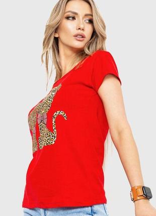 Жіноча футболка з принтом колір червоний 190r1023 фото