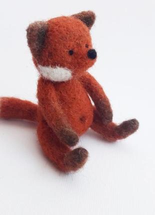Валяный лис рыжий лисенок лисичка игрушка  мягкая игрушка2 фото