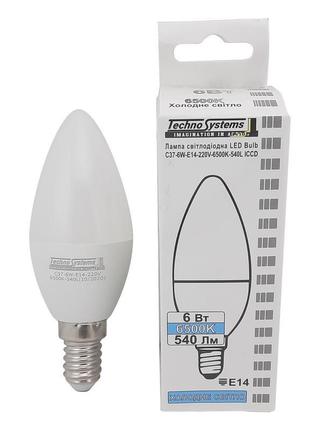 Лампа світлодіодна led bulb-c37-6w-e14-220v-6500k-540l iccd (с...