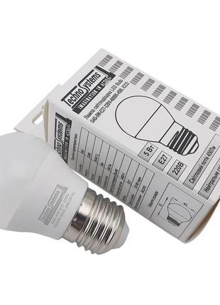 Лампа світлодіодна led bulb-g45-5w-e27-220v-4000k-450l iccd (к...