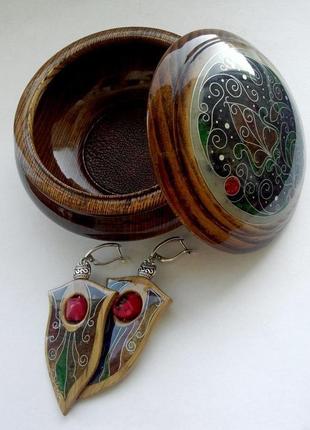 Шкатулка круглая инкрустированная янтарем, мрамором, стеклом- d-13см ,h-6,5см6 фото