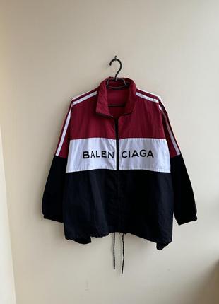 Balenciaga куртка вітровка оверсайзом чоловіча з великим лого чорна м