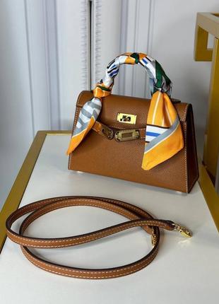 Коричнева сумка hermes kelly mini