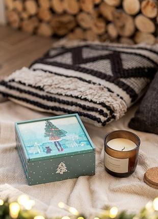 Шкатулка новорічна з висувною кришкою 17х17х8 см