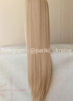 Довга перука блонд, пряма, термостійка, з чубчиком, нова, парик2 фото