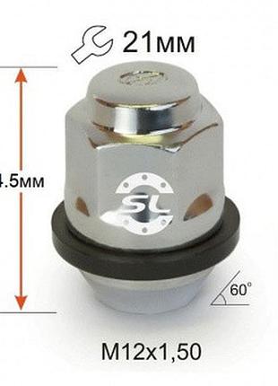 Гайка колесная m12*1,5*34,5 мм hyundai конус хром ключ 21