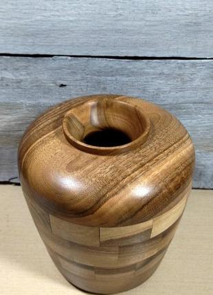 Деревянная сегментная ваза для сухоцветов и декора орех в0165 фото