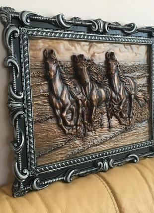 Картина из дерева, панно лошади1 фото
