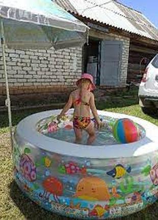 Дитячий надувний круглий басейн intex акваріум 152 х 56 см ман...2 фото