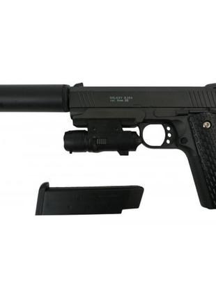 Дитячий пістолет colt m1911 з глушником і лцу металевий 6 мм