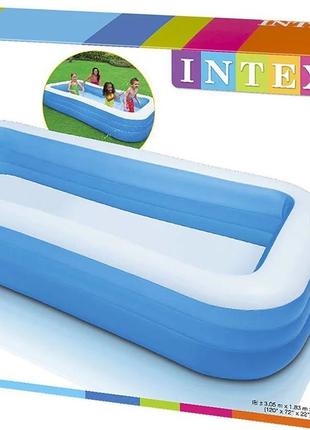Дитячий надувний басейн intex прямокутної форми блакитна лагун...5 фото
