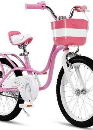 Велосипед дитячий двоколісний 18" для дівчинки маленький лебід...10 фото