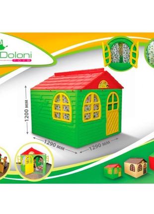 Дитячий ігровий будиночок пластиковий зі шторками зелено-черво...2 фото