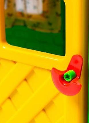 Дитячий ігровий будиночок пластиковий зі шторками зелено-черво...4 фото