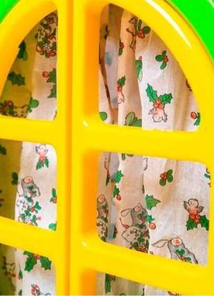 Дитячий ігровий будиночок пластиковий зі шторками зелено-черво...5 фото