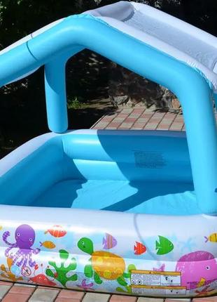 Дитячий надувний басейн intex будиночок 157 х 157 х 38 см з на...