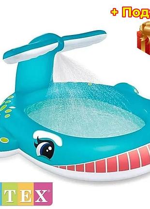 Дитячий надувний басейн intex кит 201 х 196 х 91 см з фонтанчиком