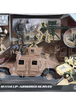 Армійський військовий бронеавтомобіль humvee m1114 з військови...5 фото