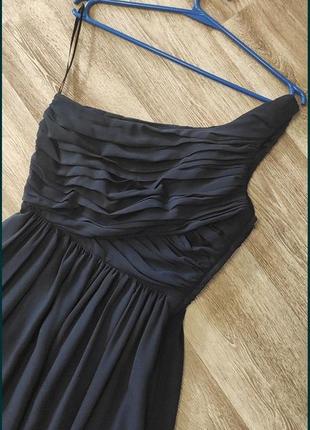 Платье миди на одно плечо темно-синего цвета hm1 фото