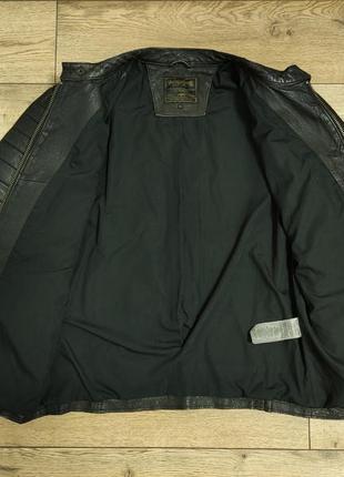 Jack jones vintage clth leather j.richard р. m байкерская кожаная куртка мужская кожаная темно коричневая под винтаж почти черная бомбер4 фото