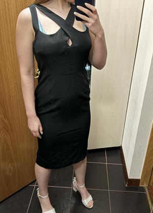 Чорна сукня футляр ,класична чорна сукня,бандажна сукня міді,2 фото