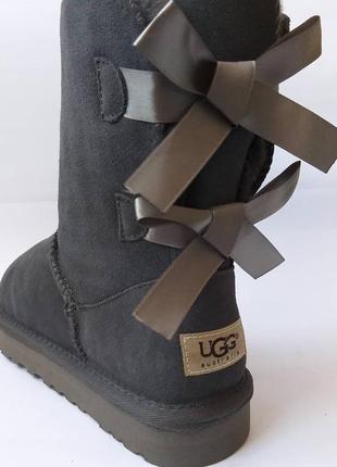 Високі ugg з бантом у сірому кольорі, натуральна замша1 фото