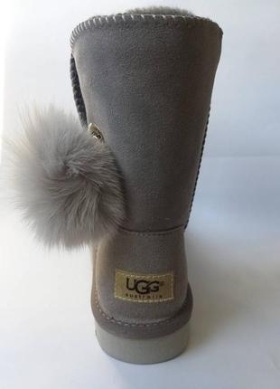 Ugg сірі з натуральним бубоном2 фото