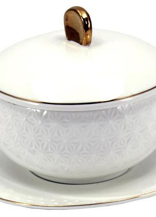 Бульйонниця 350 мл фарф. біла 4,25" з блюдцем снігова королева