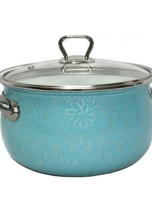 Каструля емальована 2598 "ажур" бірюзовий - 3,1 л. ink2598236